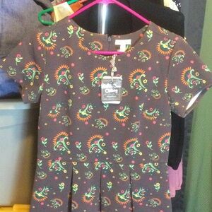 Matilda Jane Gray Floral Paisley Short Sleeve Dress